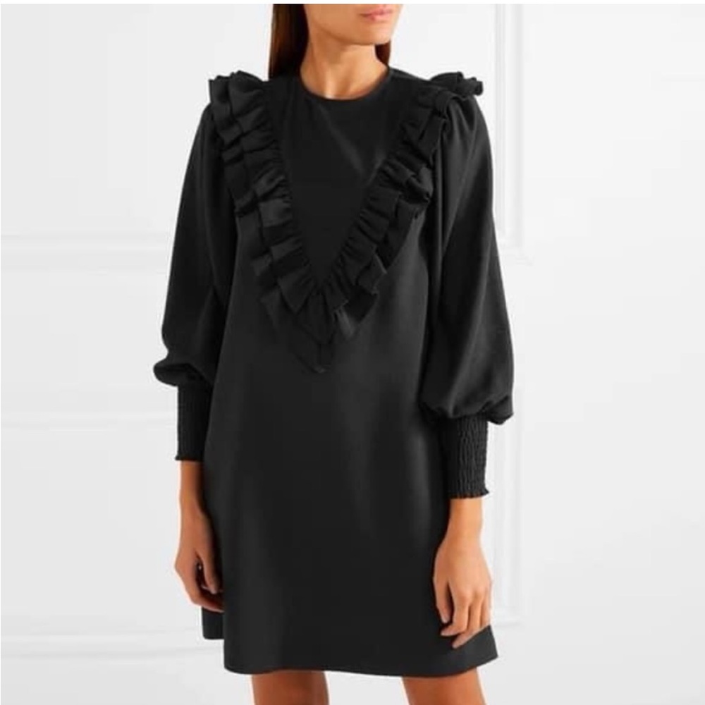 Ganni Longsleeve Ruffle Dress